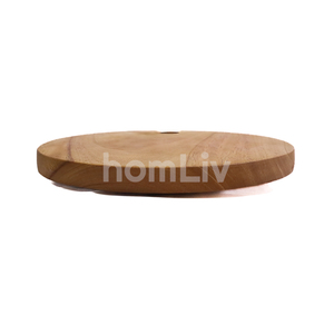 เขียงไม้มะฮอกกานีทำมือ HomLiv ขนาดเส้นผ่านศูนย์กลาง 20 ซม. หนา 1.5 ซม.  แบบธรรมชาติ ยั่งยืน ใช้เสิร์ฟพิซซ่าและชีสได้ - Product Image 6