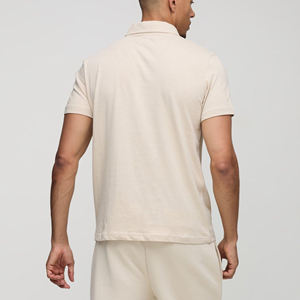 New Arrival Men's for Polo <b>Shirt</b> 100% Cotton Custom Digital Printing Logo <b>Half</b> Zipper Solid Color Loose Fit Hip Hop Style - Product Image 5