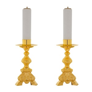 Designer Brass Shinny Gold Finished Ornate <b>Candle</b> <b>Holder</b> stand with Decorative Base for Home Durable Design used Church Wadding - Product Image 3