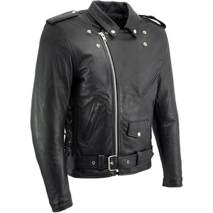 Chaqueta de Motocicleta de Cuero Premium SAMROZ SPORTS Unisex Clásica con Cordones Laterales, Color Personalizado, para Invierno, con Protección CE - Product Image 1