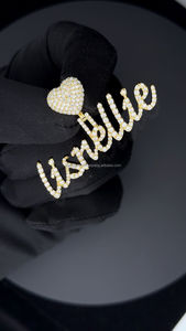 Nueva llegada Mini letra colgante corazón gancho Collar personalizado Moissanite nombre placa colgante mujeres hombres joyas - Product Image 3