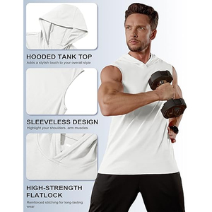 Haut de sport sans manches à capuche pour la course et l'entraînement, coupe épaules dénudées - Product Image 2