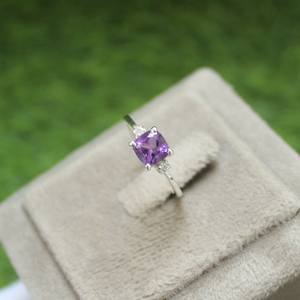 Bague artisanale en argent sterling avec améthyste taille coussin, pierre de naissance de février, pour femme, cadeau de bijoux, vente en gros - Product Image 5