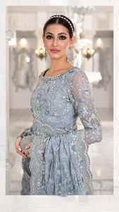 ชุดส่าหรีปักลายสวยงามสีดำสไตล์ปากีสถานสำหรับเด็กผู้หญิงสำหรับงานแต่งงานและงานปาร์ตี้ - Product Image 2