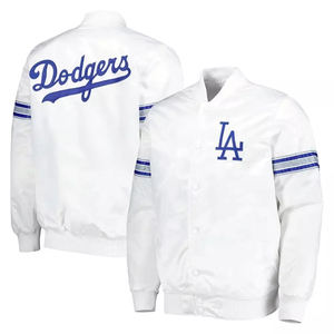 Veste de baseball en satin blanc des Dodgers de Los Angeles, style coach, boutonnée, pour les fans. - Product Image 1