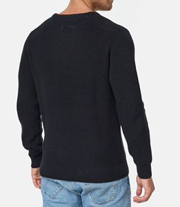 Men's Black Crew Neck Pullover Sweatshirt Regular Fit Knitted Solid Color Casual Long Sleeve O-Neck <b>Sweater</b> - Product Image 3
