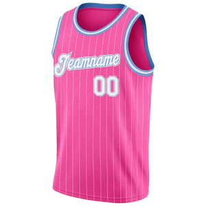 Camiseta de Baloncesto Personalizada para Hombre, Sublimada, con Bloques de Color Rosa y Azul, Malla Transpirable, Unisex para Adultos, Ropa Deportiva - Product Image 3