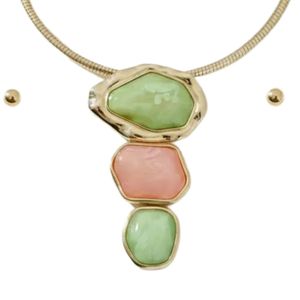 Collar con Colgante Dimensional Rosa y Verde, Joyería de Moda para Mujer, Elegante Collar con Colgante en Capas, Accesorio Decorativo - Product Image 4