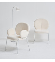 Fauteuil de salon moderne en velours Teddy, style bouclé, avec dossier incurvé, pour salle à manger, salon ou comme chaise de maquillage