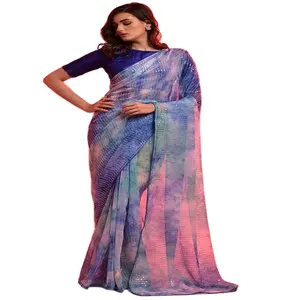 Designer Saree Sarees Party tragen Hochzeit Stickerei Arbeit schwere Banrasi Seide Saree Sari mit schwerer Bluse