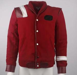Men's <b>Red</b> Bomber <b>Jacket</b> Denim Windproof <b>Hooded</b> Zipper Closure Slim Casual Autumn Wear Regular Fit Solid Color - Product Image 1