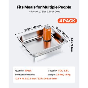 Confezione da tavolo a vapore in acciaio inossidabile 1/2 dimensioni da 2.5 pollici per Catering a prova di ruggine per ristoranti Hotel Hotel ristoranti - Product Image 3