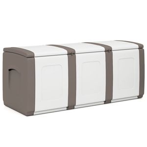Extra Large 80-Gallon Outdoor Deck Storage <b>Box</b> Waterproof PP with <b>Lockable</b> Lid Beige - Product Image 2