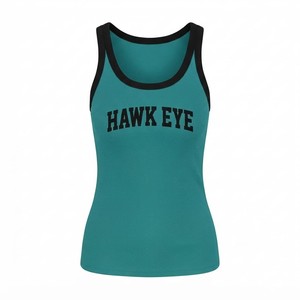 HAWK EYE SPORTS Débardeur de yoga court tricoté pour femme, effet seconde peau, couleur unie, dos découpé, respirant, col rond uni - Product Image 3