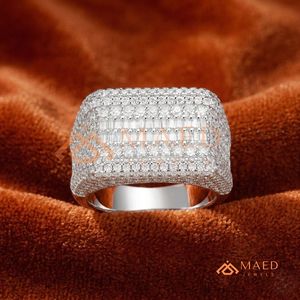 High Quality <b>Silver</b> Iced Out <b>Ring</b> Sunburst Cluster Baguette Men's Fashion Jewellery <b>Statement</b> diamond <b>Ring</b> - Product Image 2