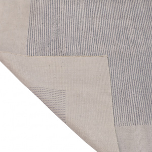 Tapis en laine DECORDEC gris beige à bordure, centre côtelé fin, écologique, antidérapant, tufté à la main, tapis texturé minimaliste pour - Product Image 5