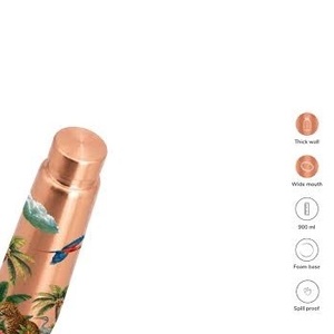 Botella de Agua de Cobre con Diseño de Vida Silvestre Tropical, Boca Ancha, Portátil, Estilo Bohemio - Product Image 2
