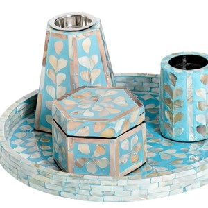 Mother of Pearl Inlay Bakhoor Set – Handmade Incense Burner with Tray & Storage <b>Box</b> I <b>Floral</b> Bakhoor Gift Set for Ramzan - Product Image 3