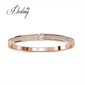 Daisini Venta al por mayor de lujo adornado con cristales <span class=keywords><strong>Swarovski</strong></span> Chapado en oro de 18 quilates PaveWomen Brazalete Pulsera Joyería para mujer - Product Image 5