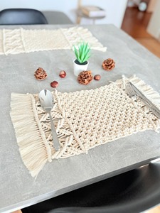 White Macrame Placemats Handmade Boho Table <b>Mats</b> for Dining Table Kitchen Decor Coffee Table Styling and Gift Use From India - Product Image 1
