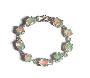 Faceted Ethiopian Opal <b>Bracelet</b> <b>Sterling</b> <b>Silver</b> Fire Opal Jewelry Handmade Natural Gemstone <b>Bracelet</b> For Women - Product Image 2