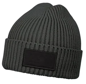 Gorro de Punto Marrón Unisex para Invierno, 56-58 cm, Diseño Casual para Adultos, Acrílico, con Puño, Diseño Sólido - Product Image 2