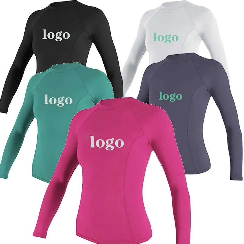 Wholesale OEM Custom Logo Women Rash Guards Sublimated UPF50 Sun Protection Compression Shirts Long Sleeve Surf Shirt Rash Vest
