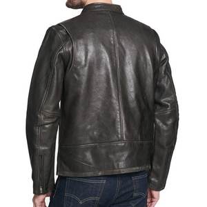 แจ็คเก็ตหนังสีดำแบบกำหนดโลโก้เองได้สำหรับผู้ชาย แจ็คเก็ตหนังผู้ชายคุณภาพสูงสำหรับฤดูหนาว  รับผลิตตามสั่ง - Product Image 5