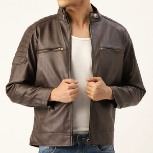 Veste en cuir élégante pour homme avec fermeture éclair et coupe ajustée, idéale pour un usage décontracté et pour la moto, veste d'hiver pour homme - Product Image 1