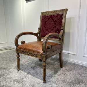 <span class=keywords><strong>Chaise</strong></span> de salle à manger classique de luxe en bois massif, fauteuil rembourré sculpté à la main pour hôtel, restaurant, villa, banquet, mobilier sur mesure OEM - Product Image 5