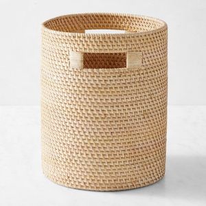 Round Shape Rattan Waste Bin Handmade Decorative Wicker Dustbin For Hotel Room And Living Space Organization - Product Image 5