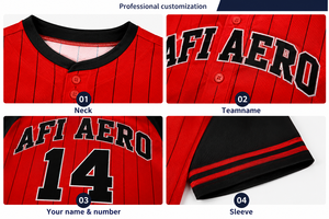 Maillot de baseball rayé rouge et noir, 14 boutons sur le devant, manches courtes, coupe classique, respirant, 100 % polyester, vêtements d'hiver - Product Image 4