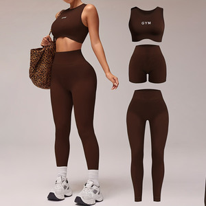 Premium Seamless Women's <b>Yoga</b> <b>Set</b> 3-Piece Activewear Breathable Cotton/Polyester/Spandex Customizable High Quality Fitness Gym - Product Image 1