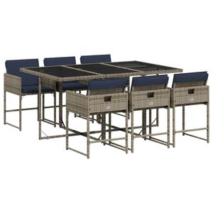 Ensemble de 6 meubles de salle à manger de patio gris, bleu marine et noir - Product Image 2