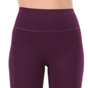 Women's <b>Burgundy</b> High Waist Full Length Leggings Stretch Fitted Yoga Pants for Workout Running Fitness Training Gym Casual - Product Image 2
