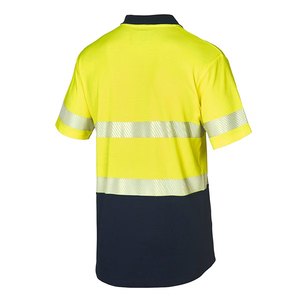 Polo à manches longues en polyester respirant jaune haute visibilité, imprimé par transfert thermique, vêtements de travail réfléchissants de sécurité pour unisexe - Product Image 3
