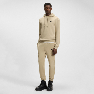 Conjunto de Sudadera con Capucha y Pantalones Deportivos para Hombre, Color Beige, Corte Regular, Estilo Casual, Color Sólido con Logotipo Frontal, Ropa de Otoño - Product Image 6