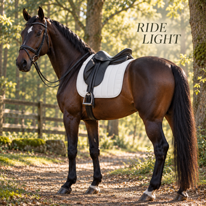 Tapis de selle d'équitation blanc structuré avec rembourrage à canaux verticaux |   Tapis de selle ergonomique sécurisé pour cheval avec bords renforcés - Product Image 4