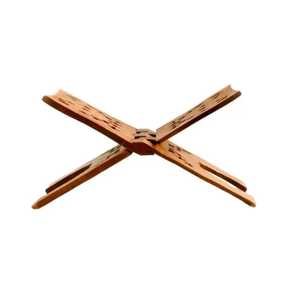 Support de Coran pliable en bois fait main, sculpté géométriquement en X, durable, pour la lecture de livres religieux - Product Image 4