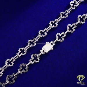 Collier chaîne tennis motif croix unique avec maillons X entièrement détaillés, bijou de luxe tendance, accessoire de mode - Product Image 2