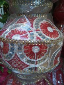 Jago Punjabi เครื่องประดับกระจกลูกปัดกำมะหยี่ขนาด12นิ้วประดับลูกปัดกำมะหยี่มาใหม่สีทองแดง - Product Image 2
