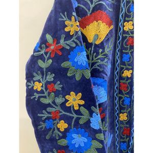 Hand Embroidered <b>Velvet</b> Blazer <b>Women</b> Mandarin Collar Full Sleeve Floral Pattern open Closure Winter <b>Jacket</b> - Product Image 4