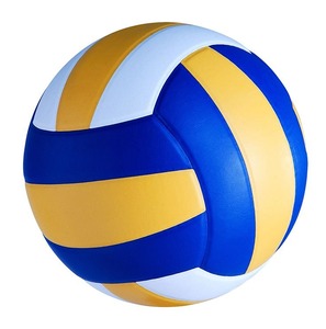 Ballon de volley-ball bleu, jaune et blanc, motif coloré, ballon de sport - Product Image 1
