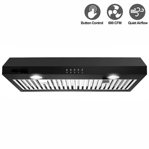 เครื่องดูดควันในครัวแบบติดตั้งใต้ตู้ รุ่น 30 นิ้ว 600 CFM 3 ระดับความเร็ว สีดำ พร้อมไฟ LED - Product Image 1