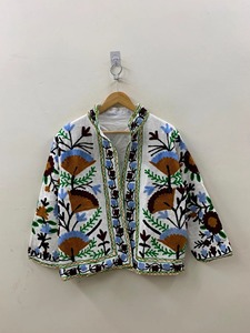 Chaqueta de Algodón con Bordado Floral Bohemio, Cuello Redondo, Manga Larga, Ropa Exterior Casual de Primavera para Adultos - Product Image 2
