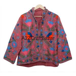 Chaqueta Bomber A2ZCraftBazar con Bordado a Máquina, Volantes, Estampado Floral, Cuello en V, Algodón, Informal, para Fiestas de Invierno/Primavera - Product Image 6