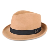 Chapeau Fedora Unisexe pour Adultes en Feutre Épais Rayé Effet Herbe Naturelle, Chaud pour l'Hiver, Bord Étroit, Prêt pour la Plage, Imprimé Numérique, Ajustement Réglable