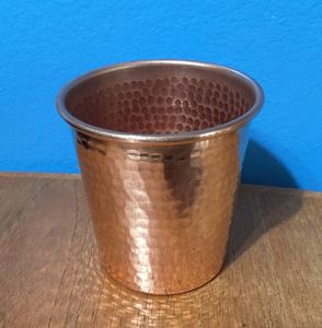 Hammered Copper Glass Tumbler Bulk Supplier Ayurvedic Drinking Water Cup Handmade Export Metal <b>Drinkware</b> - Product Image 3