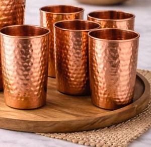 Premium pure copper hammered tumbler Ayurvedic drinking glass <b>set</b> eco friendly reusable <b>kitchen</b> <b>accessory</b> - Product Image 1