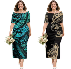 Ropa Isleña, Prendas del Pacífico, Puletasi Samoano, Conjunto de Vestido Polinesio Casual y Elegante - Product Image 2